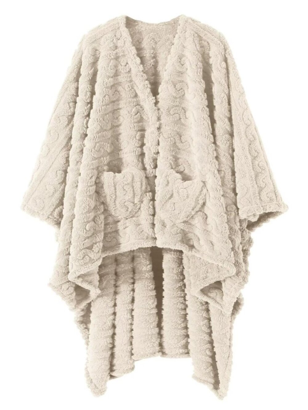 Wearable Blanket Sherpa Fleece Shawl Blanket with Pockets Blanket Poncho Cape